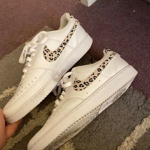 White Cheetah print Nikes